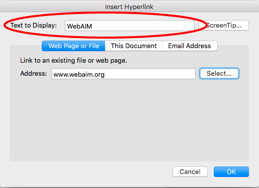 hyperlinks in word for mac 2011